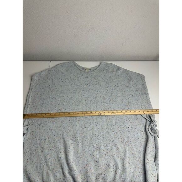 LOFT Sweater Womens M/L Blue Flecked Side Tie Poncho Speckled Oversized Cotton - Picture 13 of 16